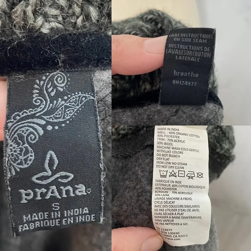 Prana Demure Cardigan Gray Waterfall Sweater Athleisure Lounge Gym Yoga Size S
